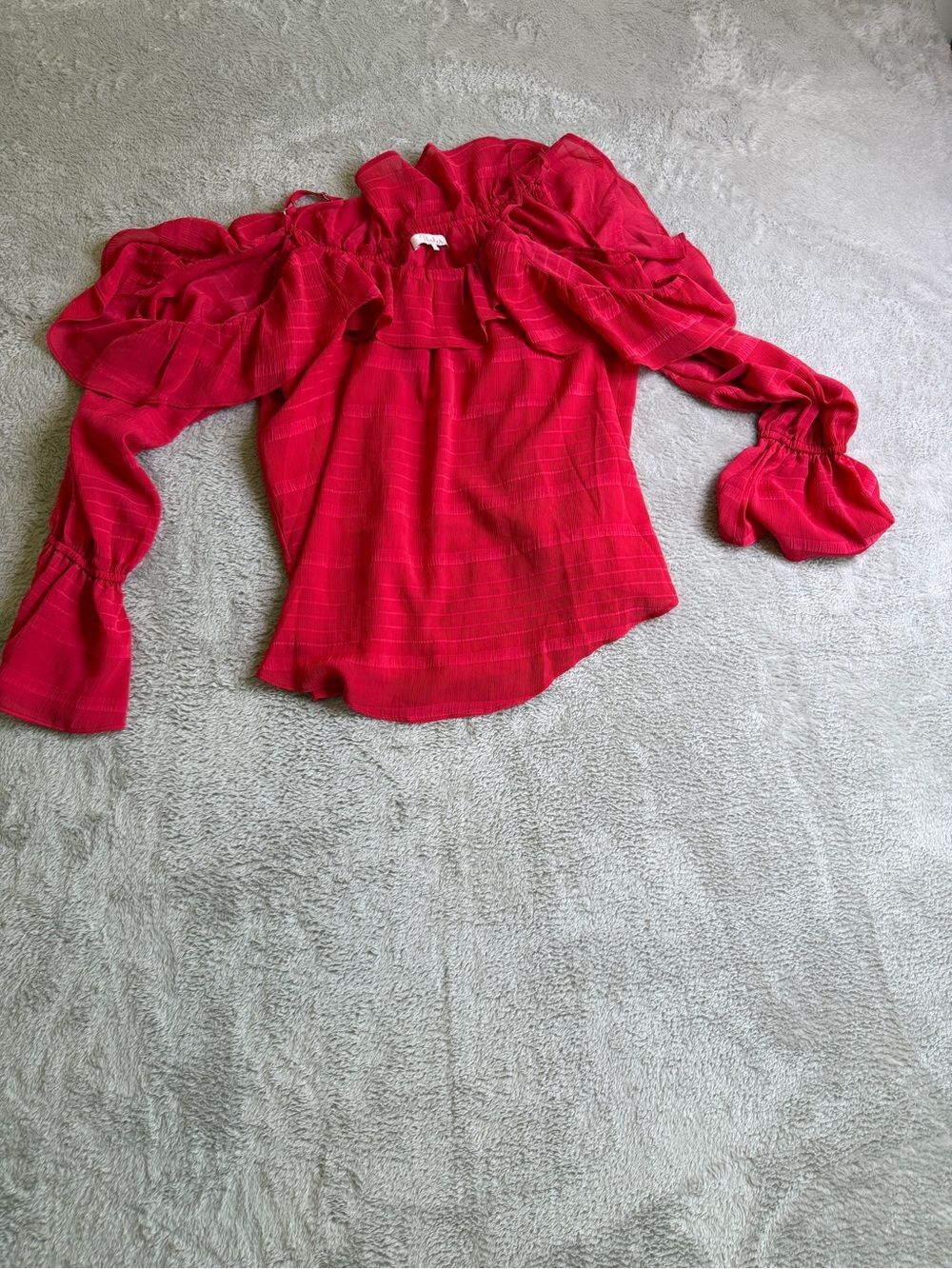Parker Ruffle Cold-Shoulder Blouse M - Picture 3 of 3